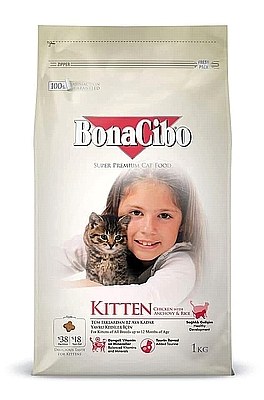 Bonacibo מזון מלא לגורי חתול עוף אנשובי ואורז