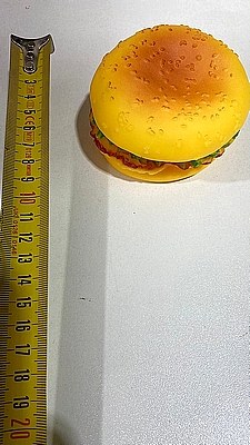 משחק לכלב גומי מצפצף בצורת המבורגר