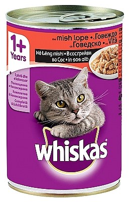 שימורי בקר לחתול וויסקס - ‏Whiskas
